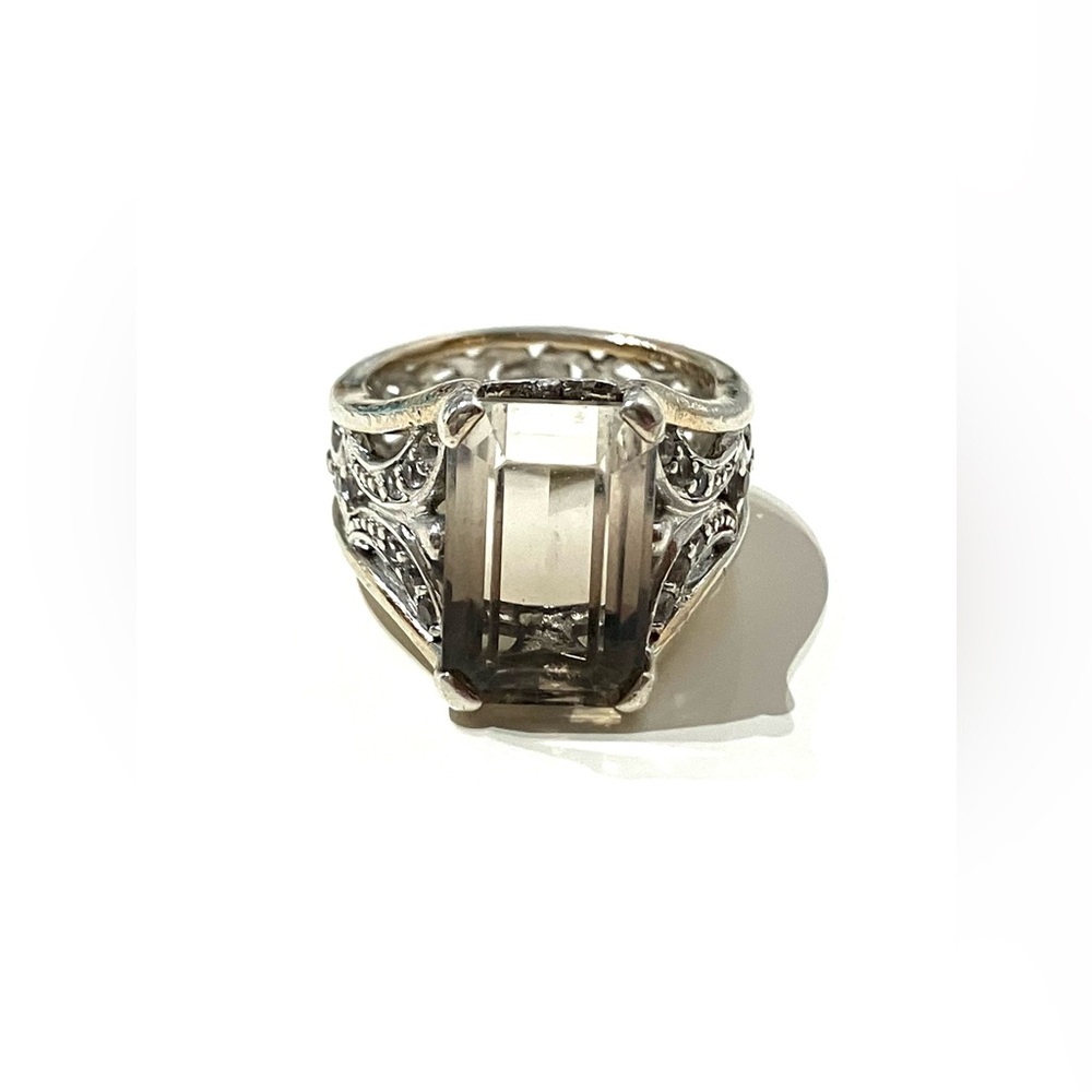 Sterling Silver 925 Ombre Smokey Quartz Ring 5.5